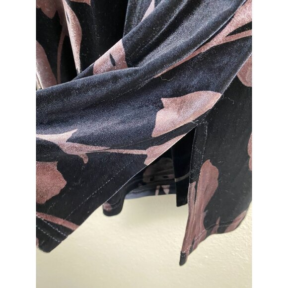 Vintage Joden Womens Velvet Floral Long Sleeve Button Up Top Size Medium Black - Picture 5 of 11